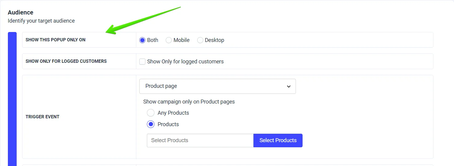 Show this popup only on