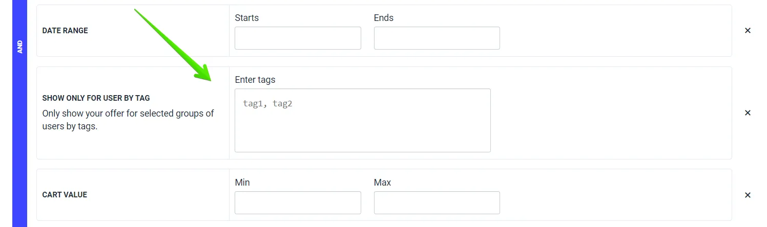Show only for users by tag.
