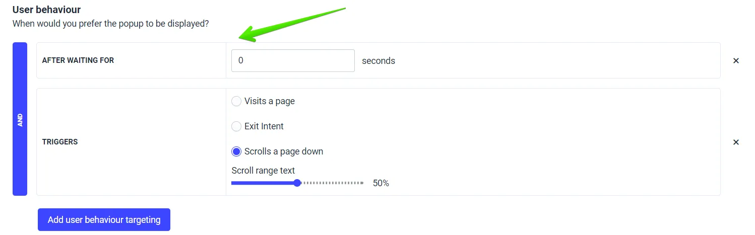 User behaviour section