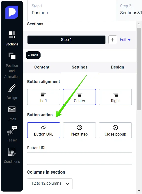 action for the button