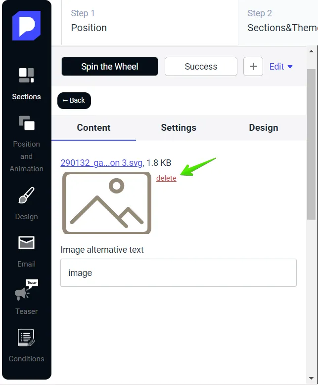 Delete the default image
