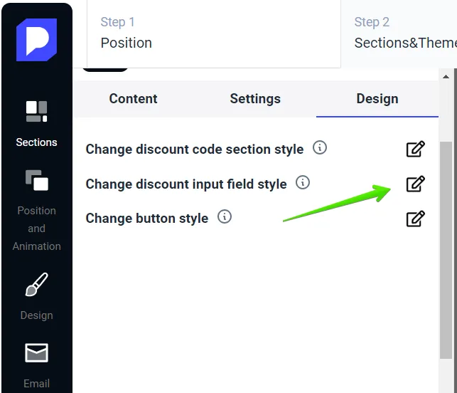 discount code section style