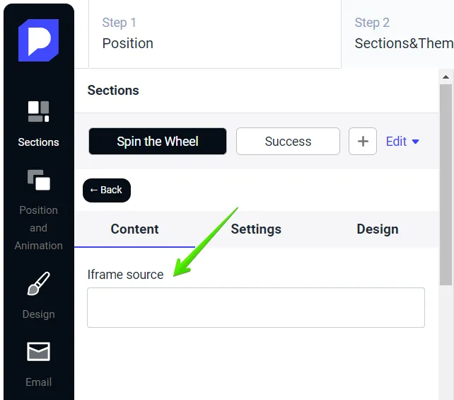 Add the link to the webpage that is going to be the Iframe source.