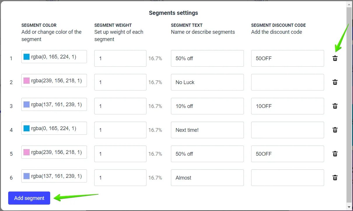 Here you can customize the colors of the wheel. 