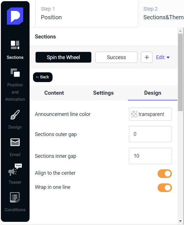 You can also choose the announcement line color, outer and inner gaps, align it to the center or wrap in one line.