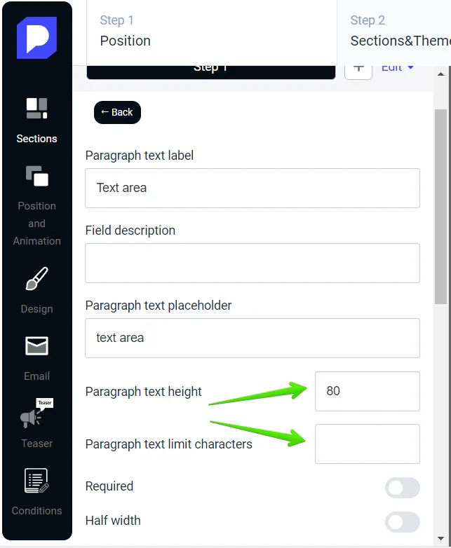 Single text form & Paragraph text