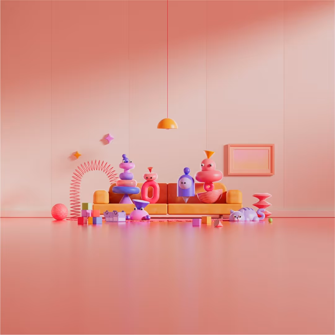 A collection of avatars seated on a cosy sofa (day time).