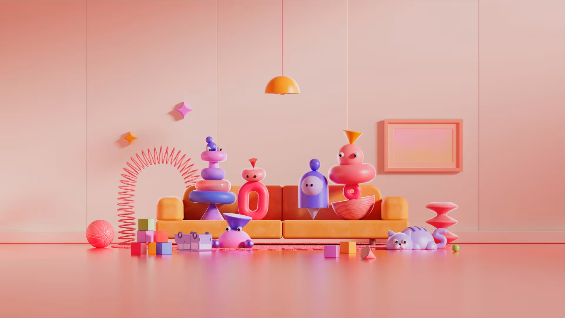 A collection of avatars seated on a cosy sofa (day time).