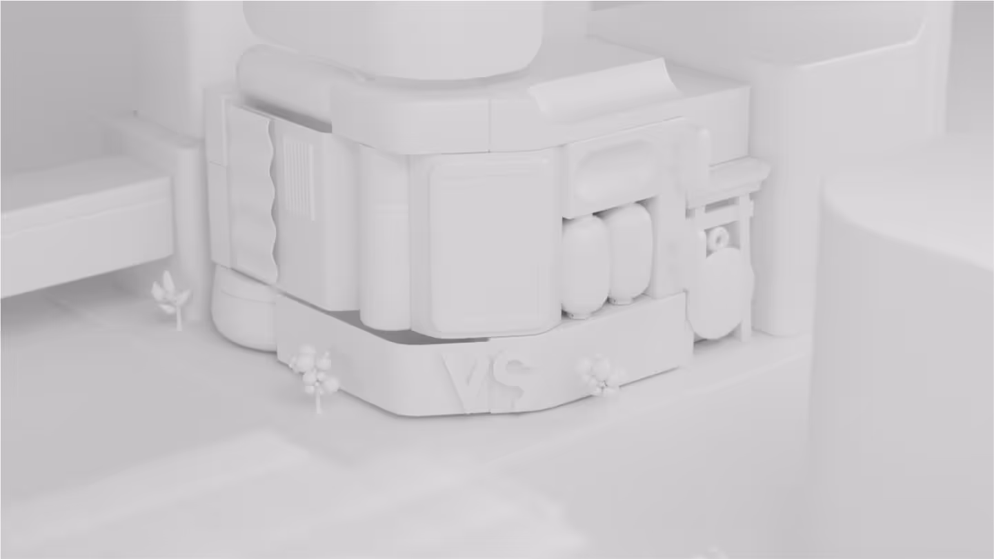Clay render of a building in cartoon style.