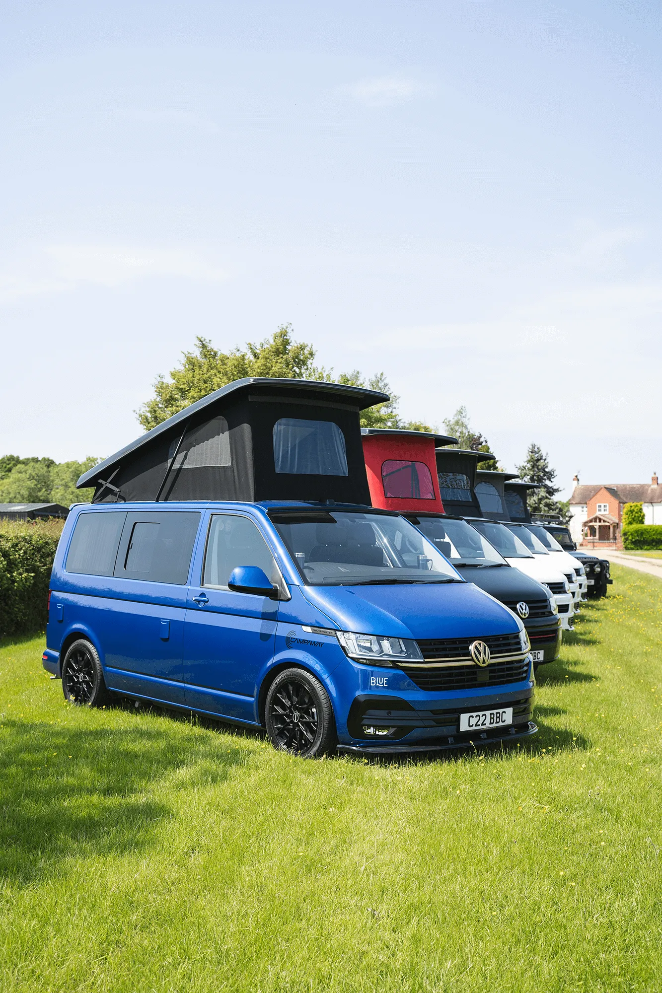 VW camper vans at Big Blue Campers, available for hire. 