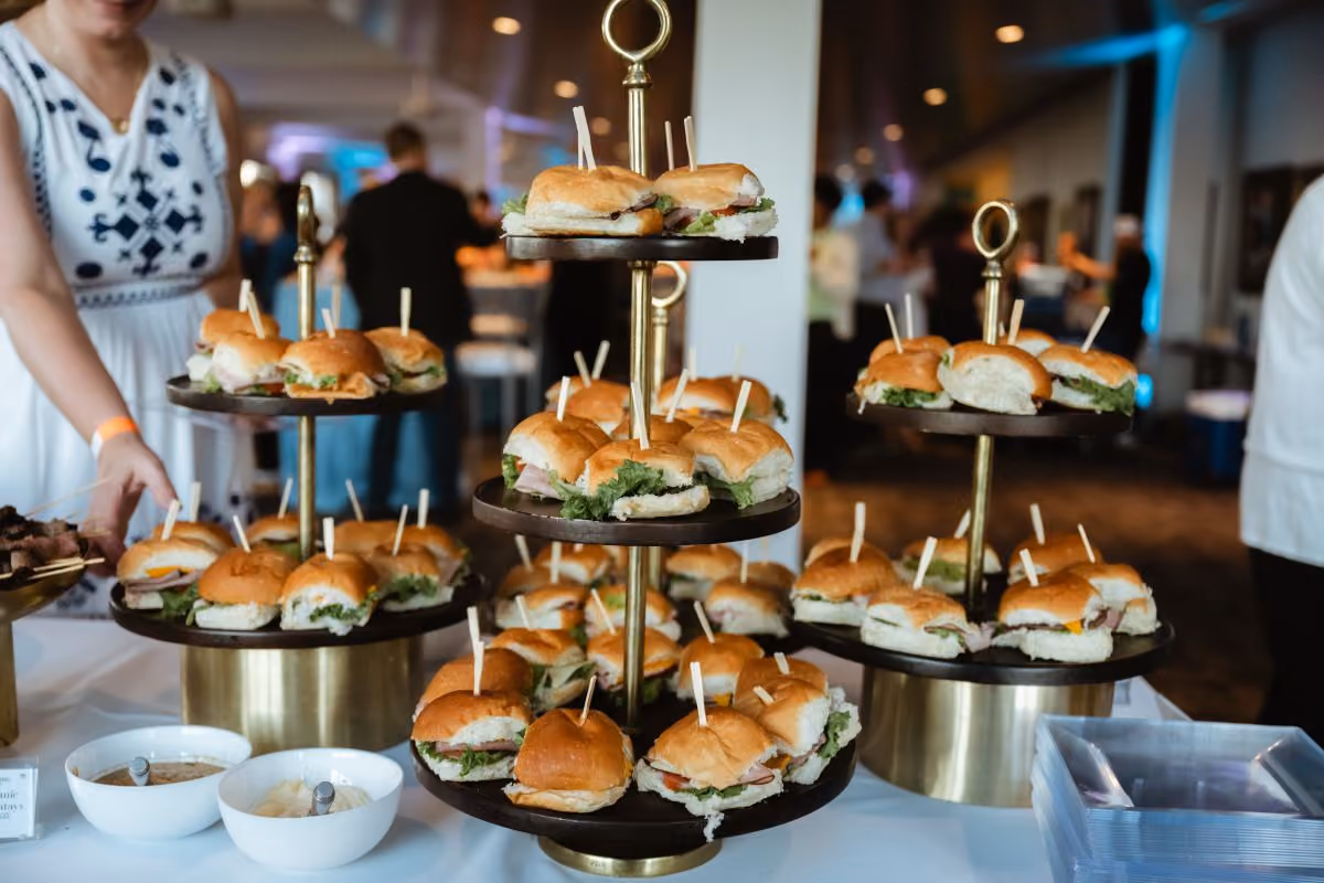 A tower of mini sandwiches.