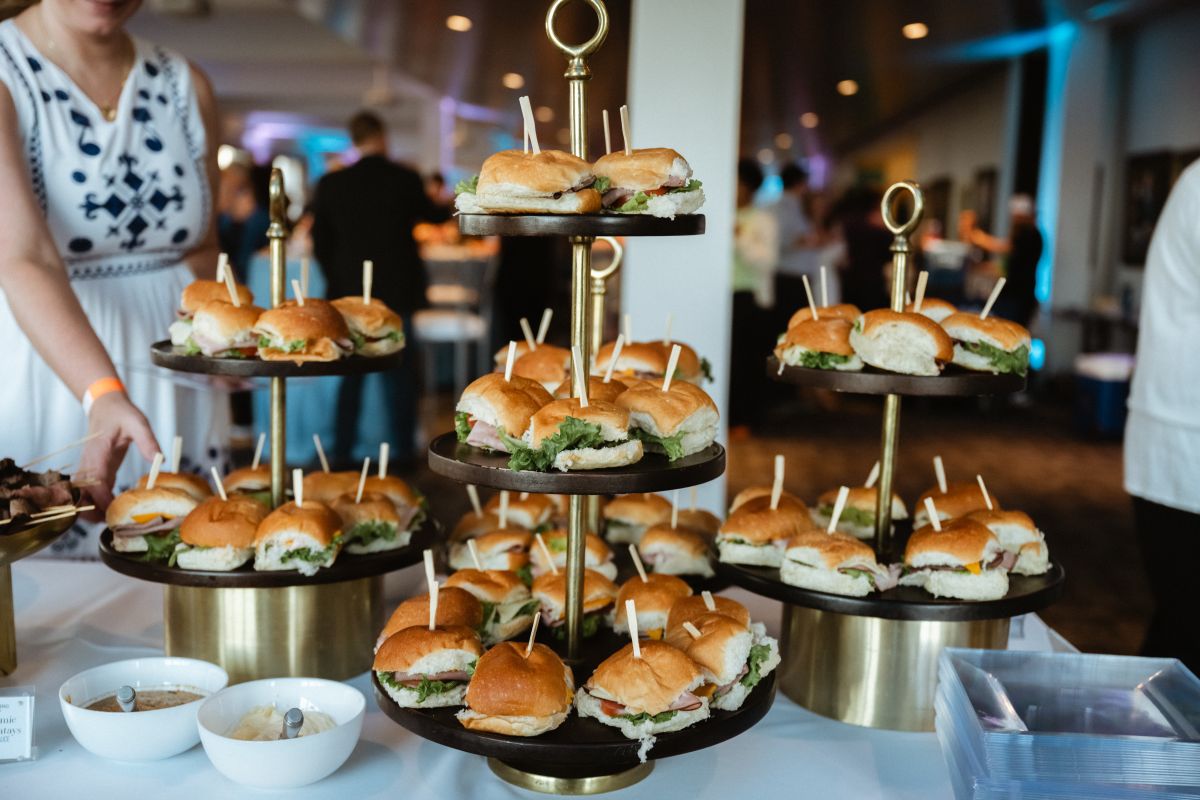 A tower of mini sandwiches.