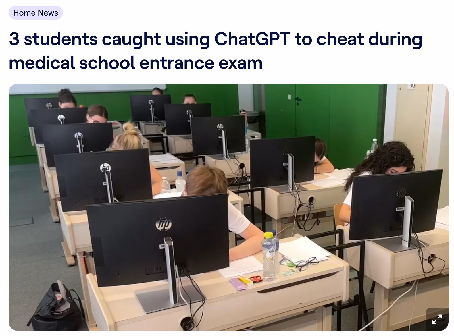 News article about AI cheating at a Belgian school