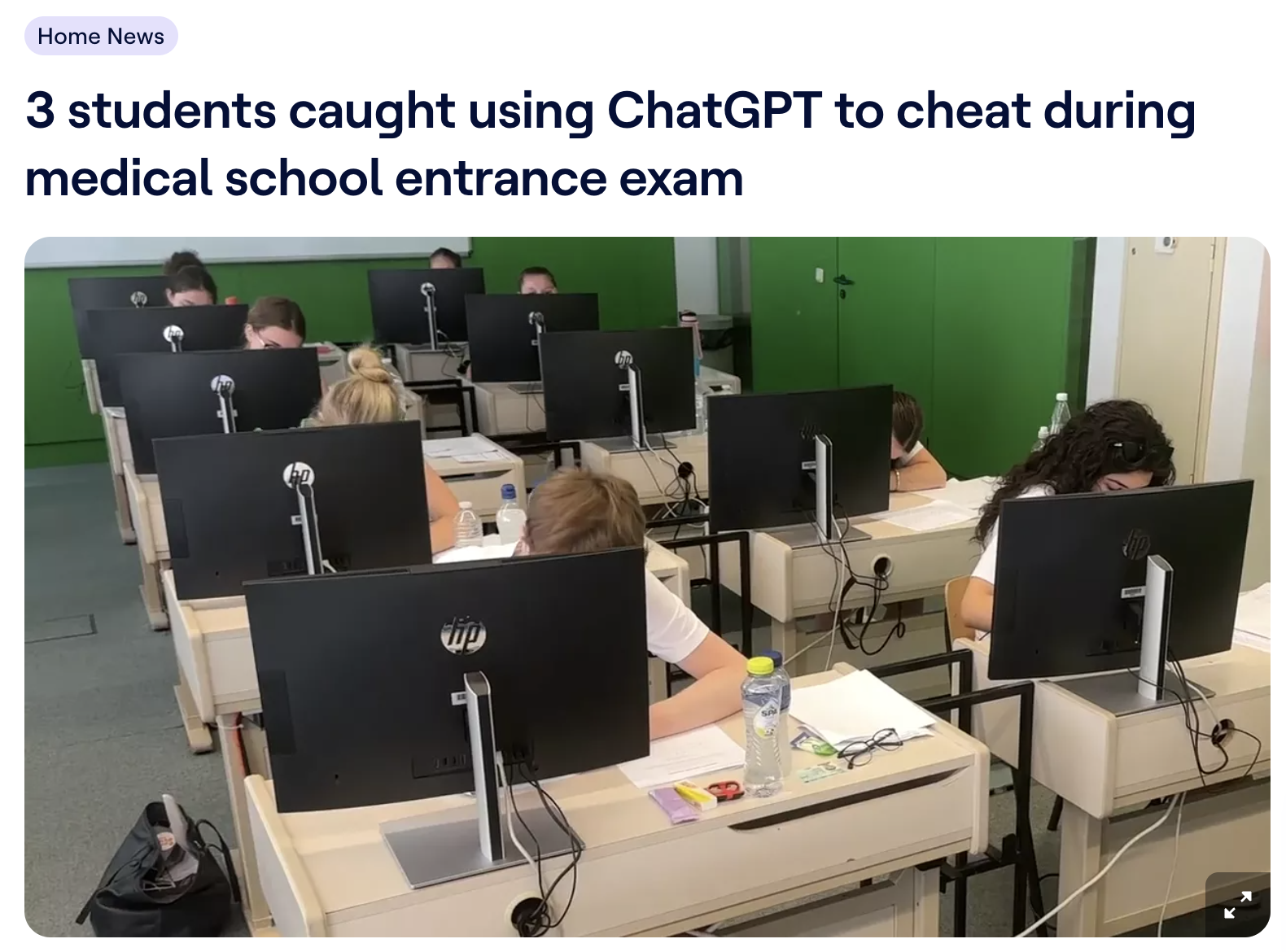 News article about AI cheating at a Belgian school