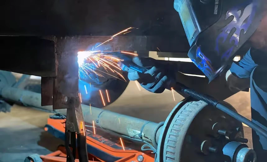 Diesel mechanic performing welding and fabrication service in Edmonton, Alberta