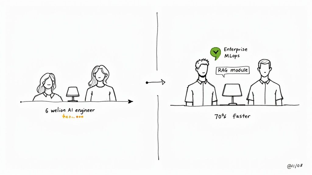 Engineers reviewing a technical diagram on a large screen, symbolizing the vetting process.