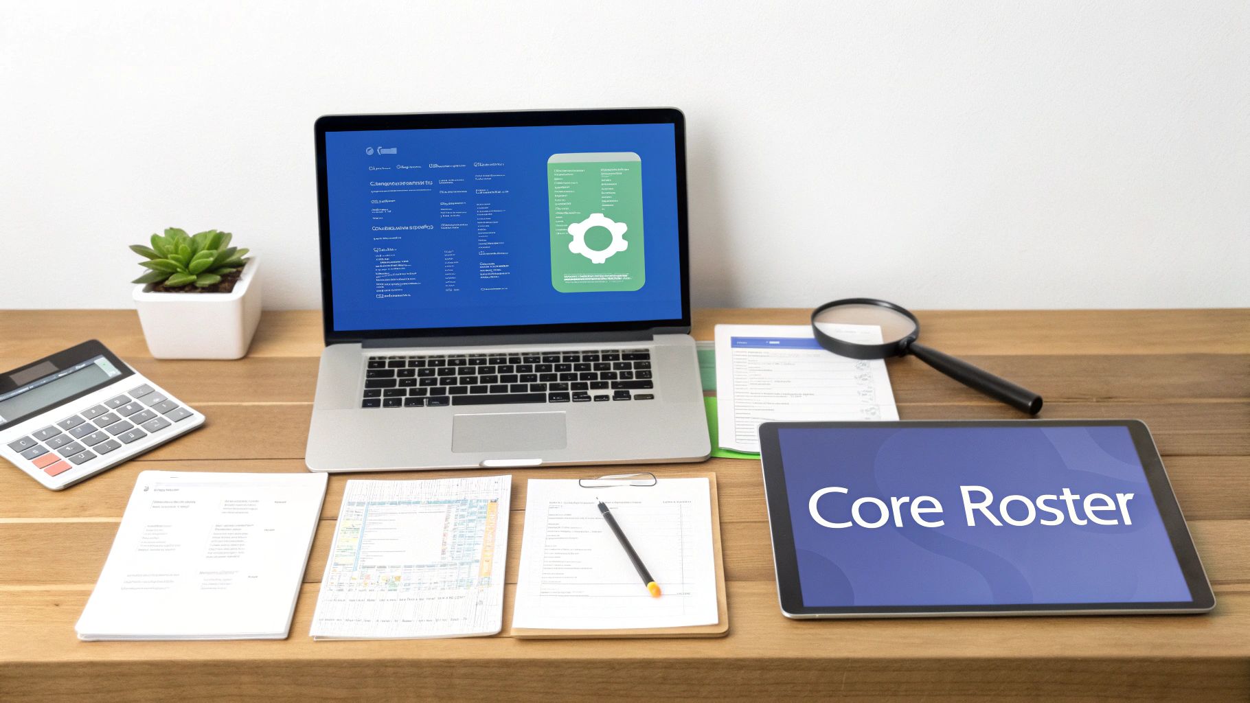 A group of diverse tech professionals collaborating around a table, symbolizing a mobile apps development team.