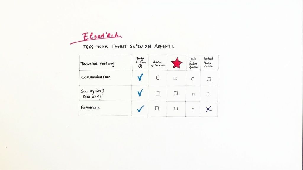 A professional team collaborating on a project, symbolizing the vendor selection process for IT outsourcing.