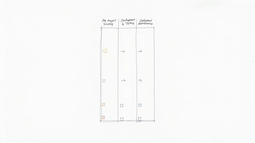 An engineer works on a circuit board, representing the hands-on nature of IoT development and project planning.