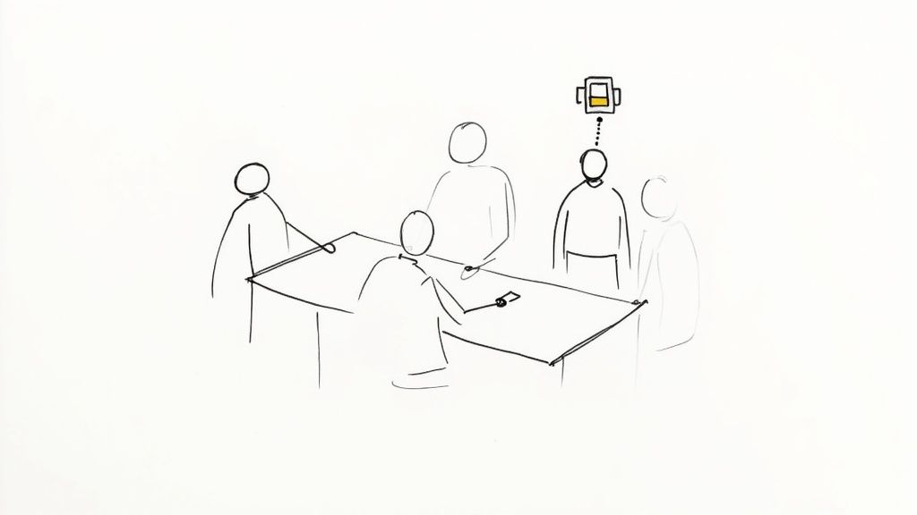 An IT professional working at a desk, illustrating the concept of integrating augmented staff into a team.