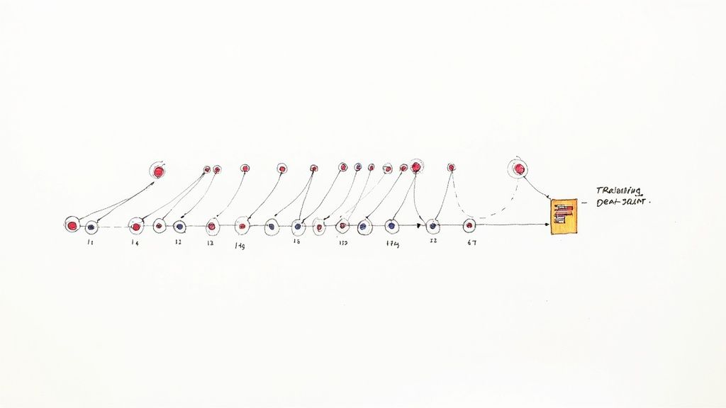 Diagram showing the self-attention mechanism in a Transformer model, a key part of AI engineer interview questions on architecture.