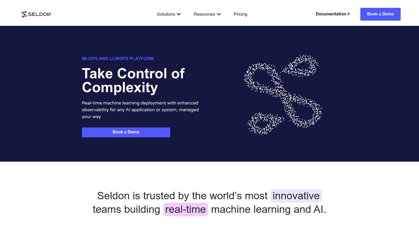 Seldon's MLOps platform for machine learning model deployment tools, showing a dashboard with model performance metrics.