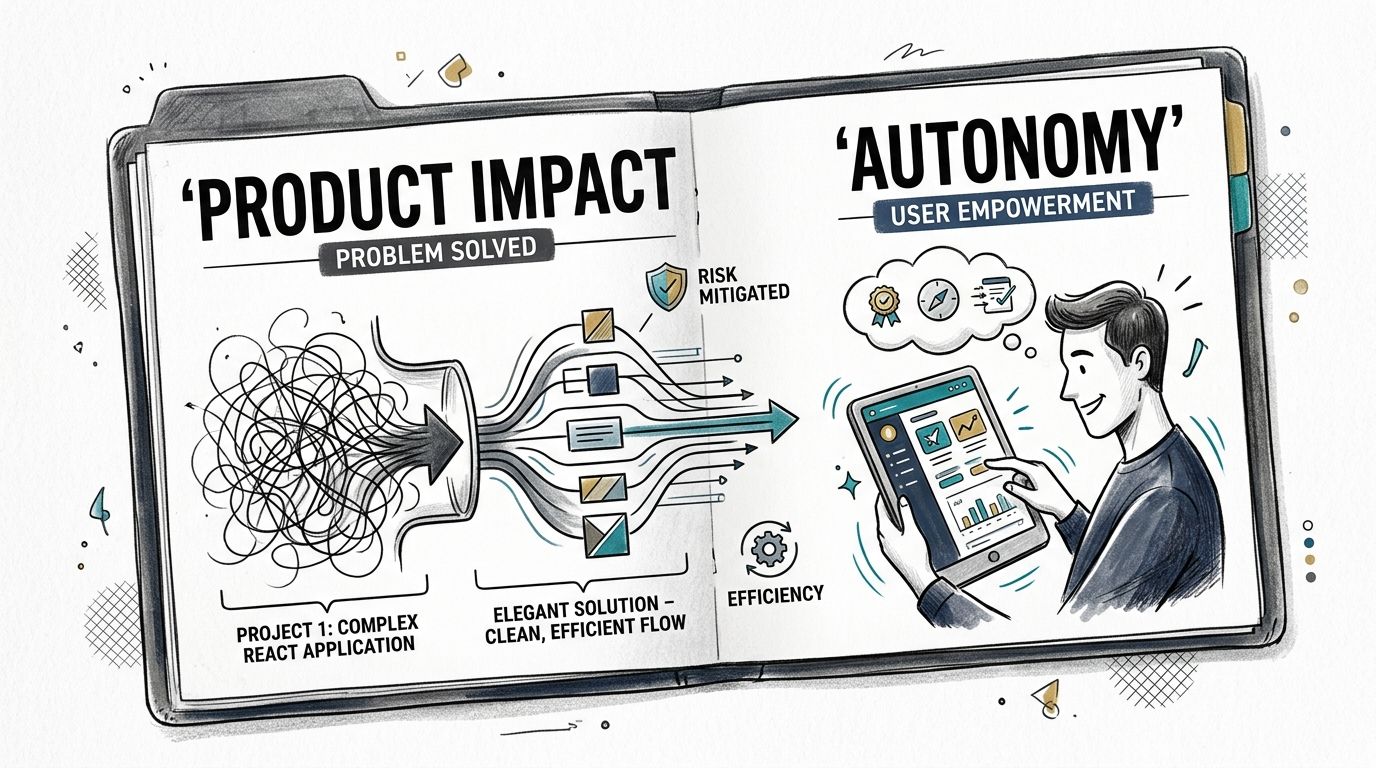 A hand-drawn illustration depicting the transformation of a complex React project into an efficient user-empowered interface.