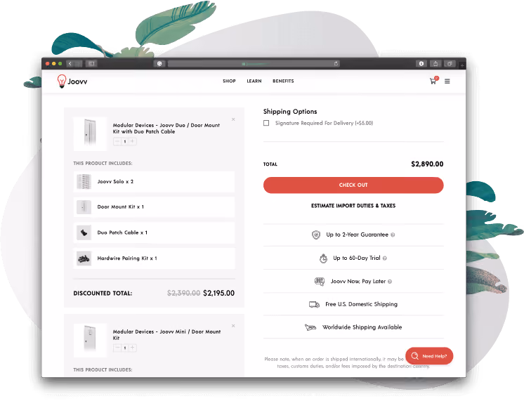 An image of the Joovv checkout interface