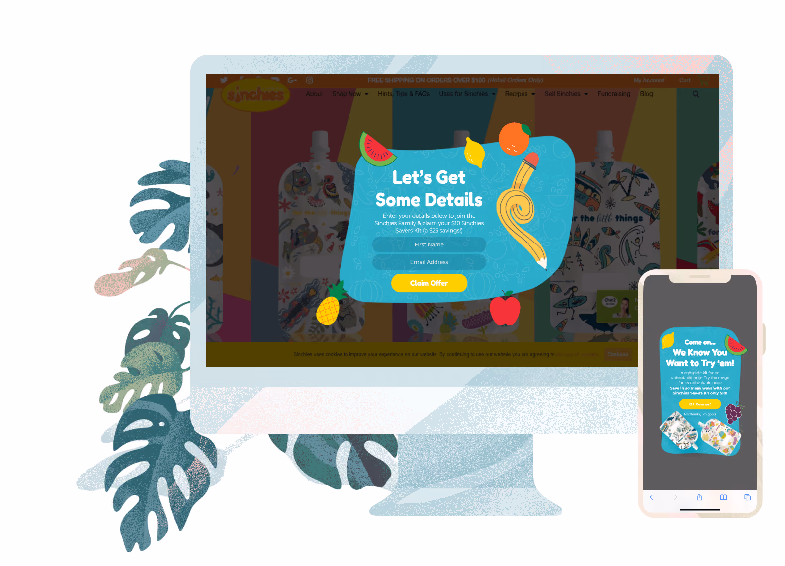 Portfolio image of design work done for a offer claim using Justuno