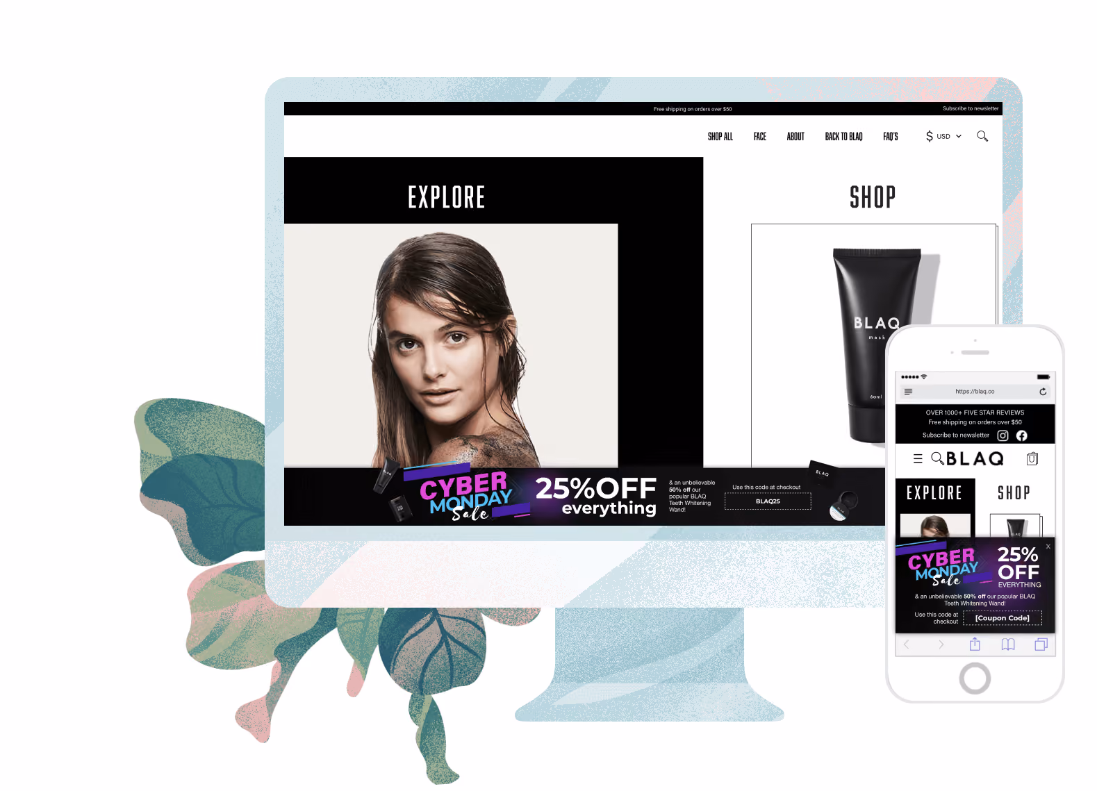 Portfolio image of design work done for a banner popup using Justuno