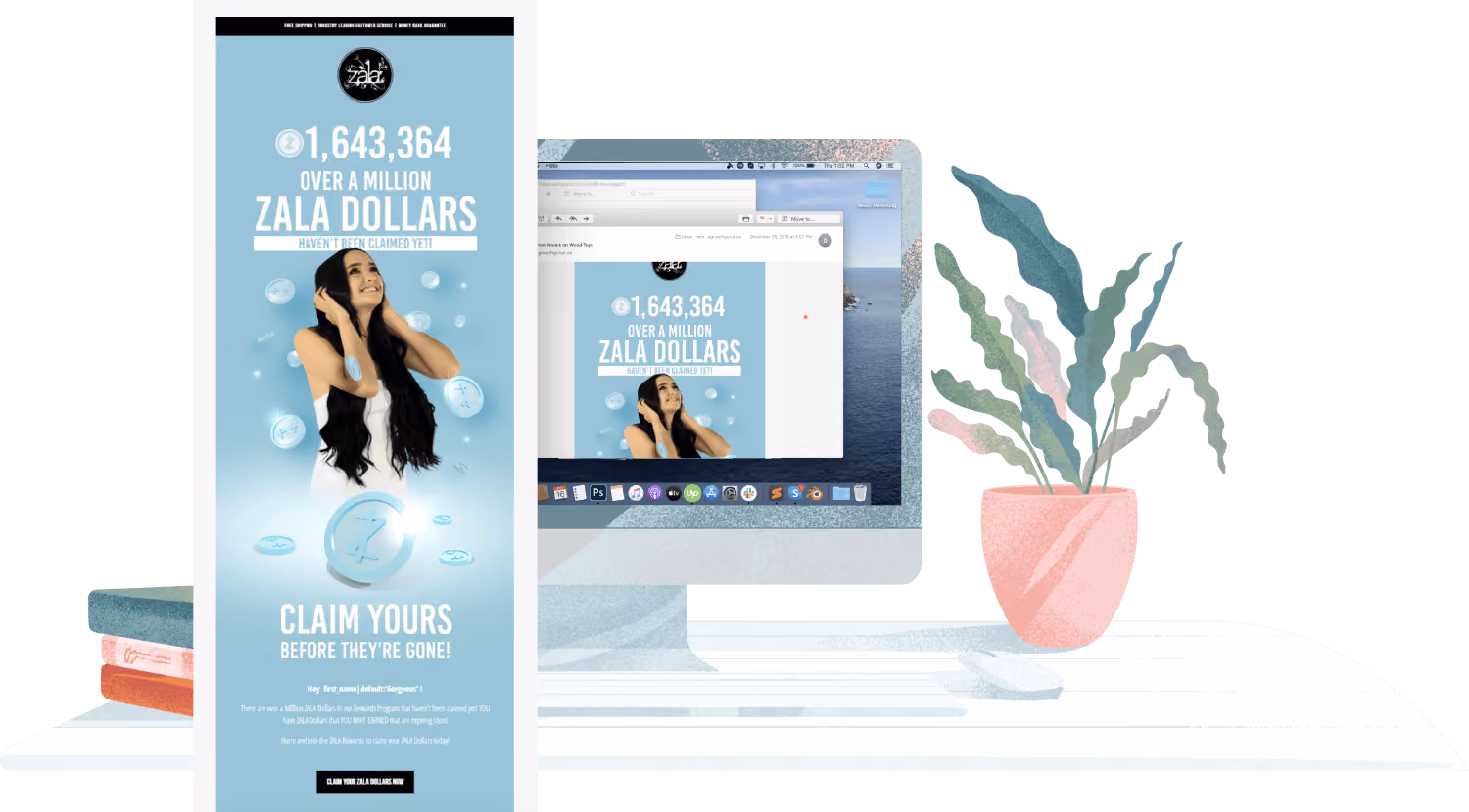 A portfolio image of email designs made for client Zala Hair