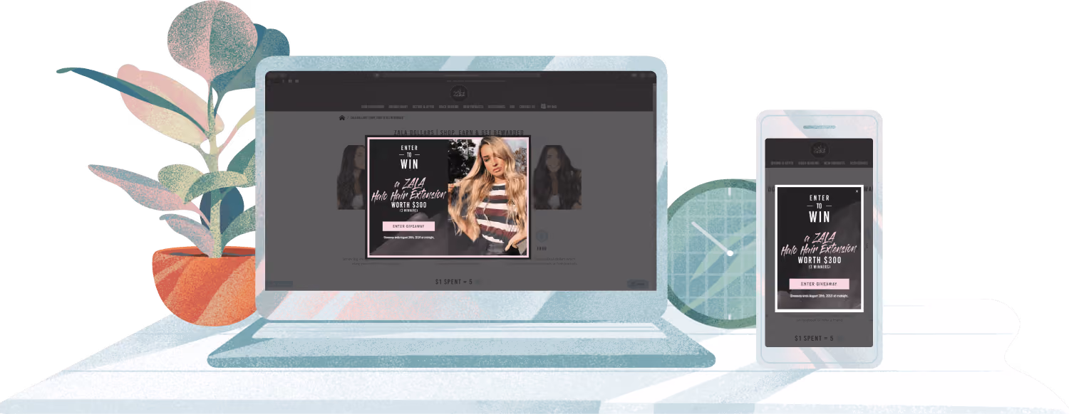 Portfolio image of a popup created using Justuno, for Zala Hair