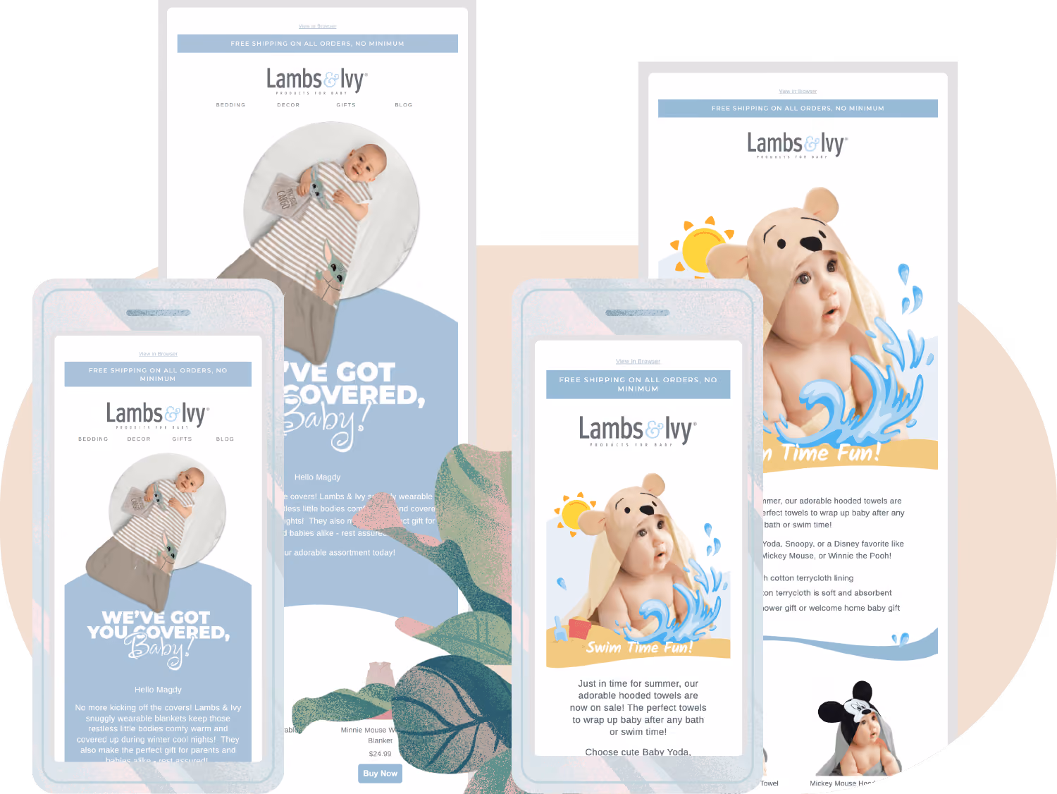 A series of emails designs for client Lambs & Ivy