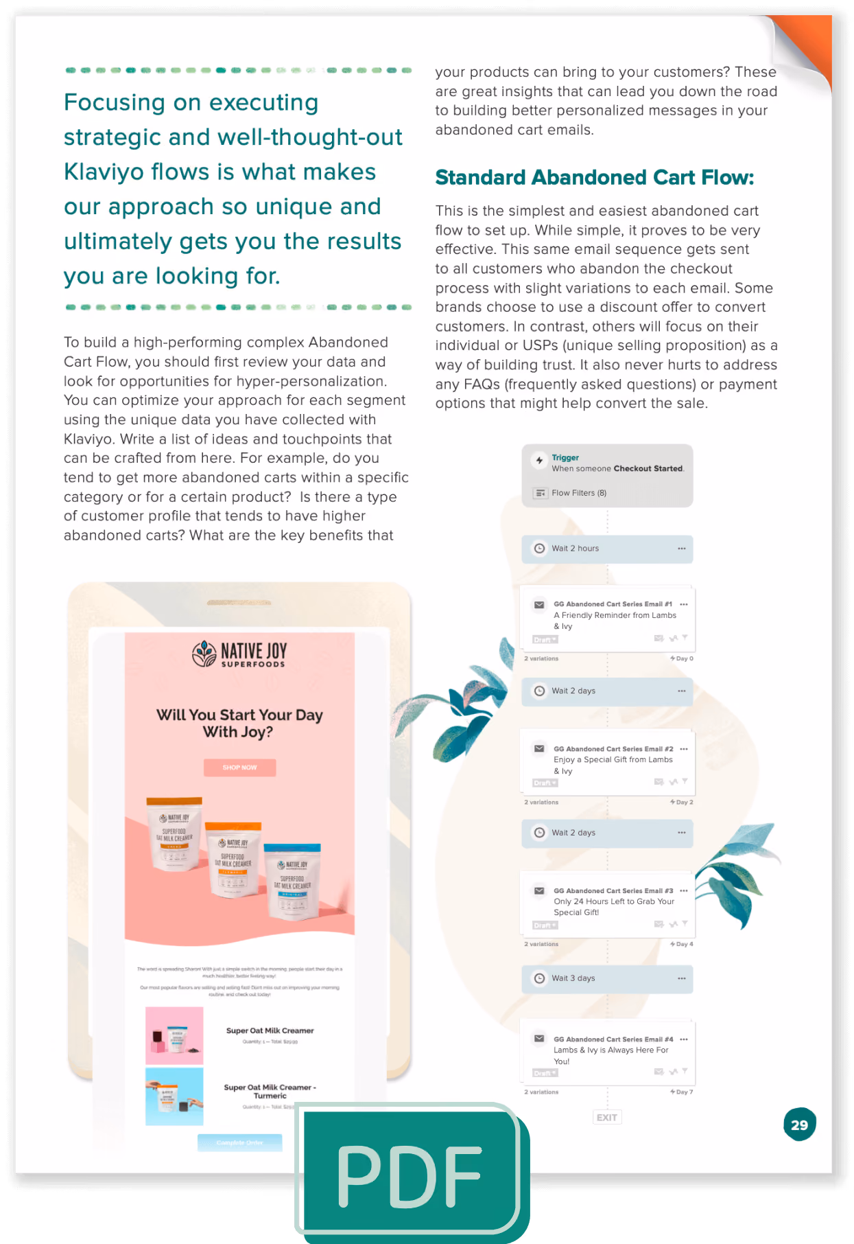 Page example of Klaviyo Abandoned cart flows pdf 