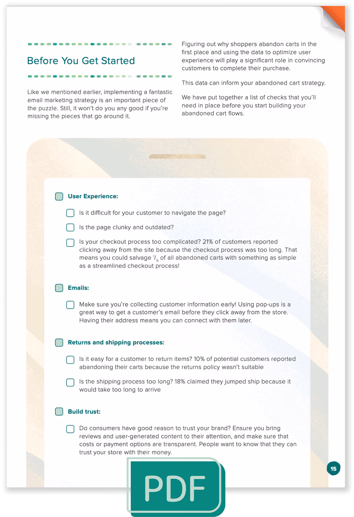 Page example of Klaviyo Abandoned cart flows pdf 