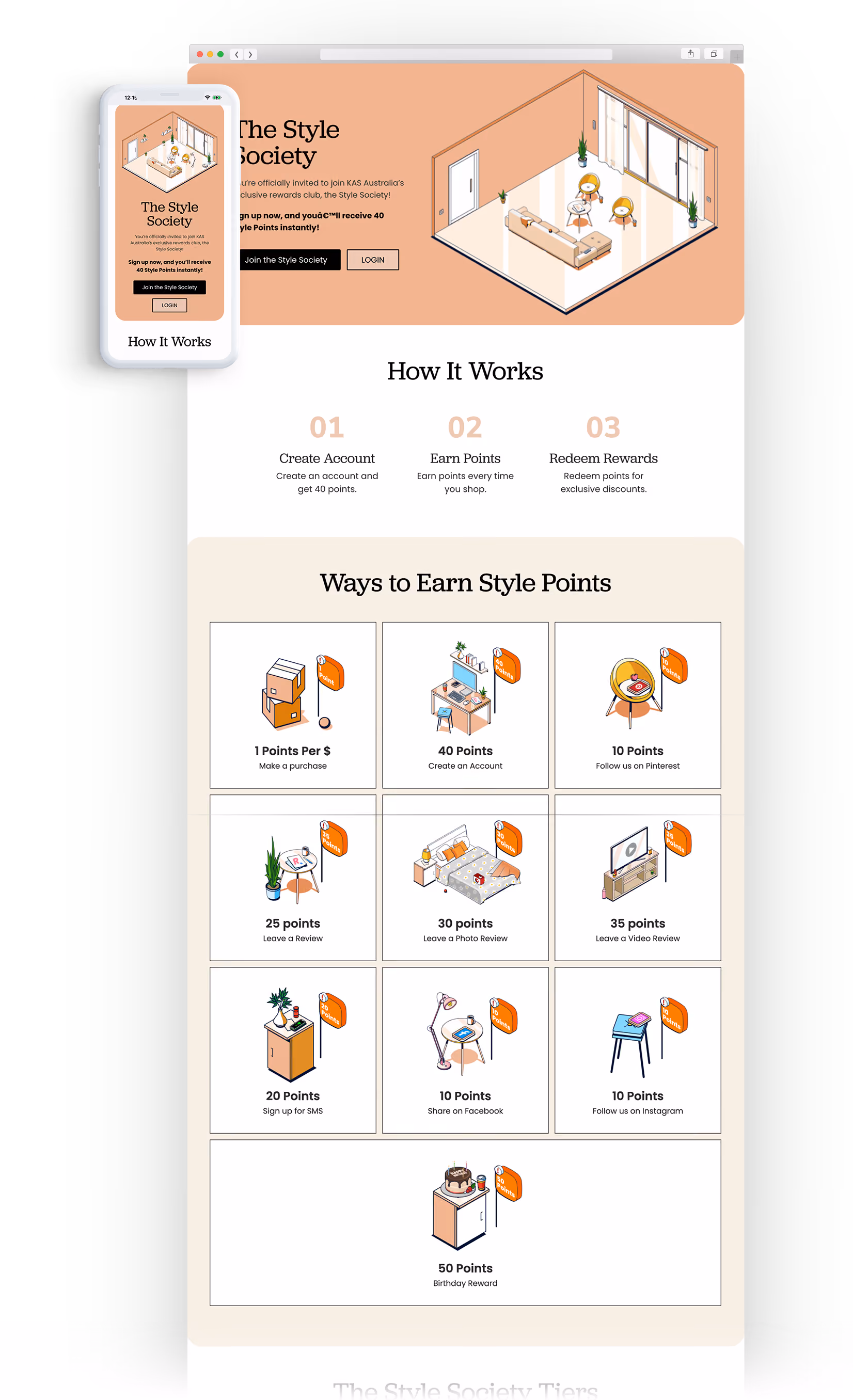 The Style Society for KAS Yotpo loyalty program strategy and design web and mobile layout by Growth Gurus.