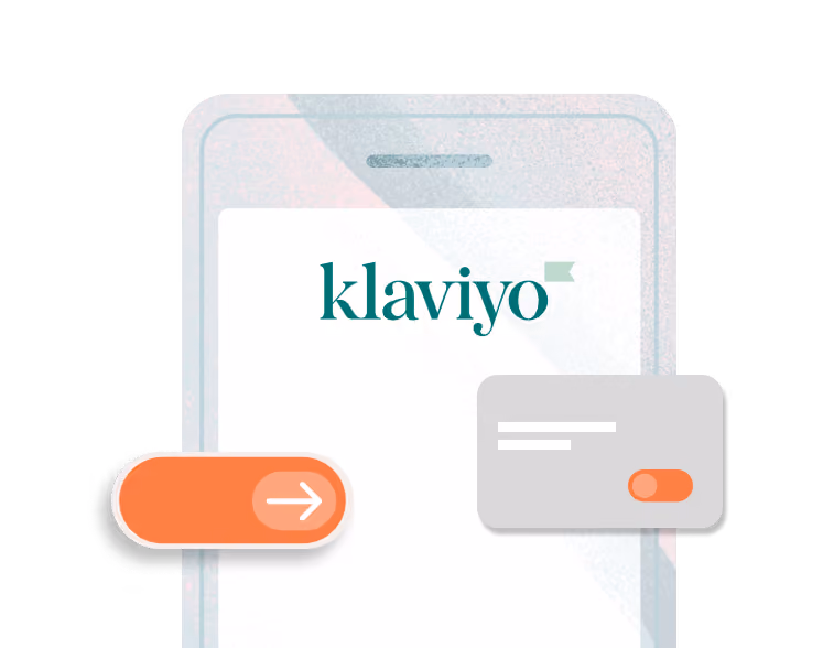 An illustration of a mobile phone showing the Klaviyo logo