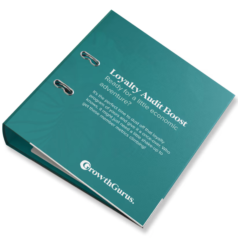 A green folder with the title The Growth Gurus Loyalty Audit Boost