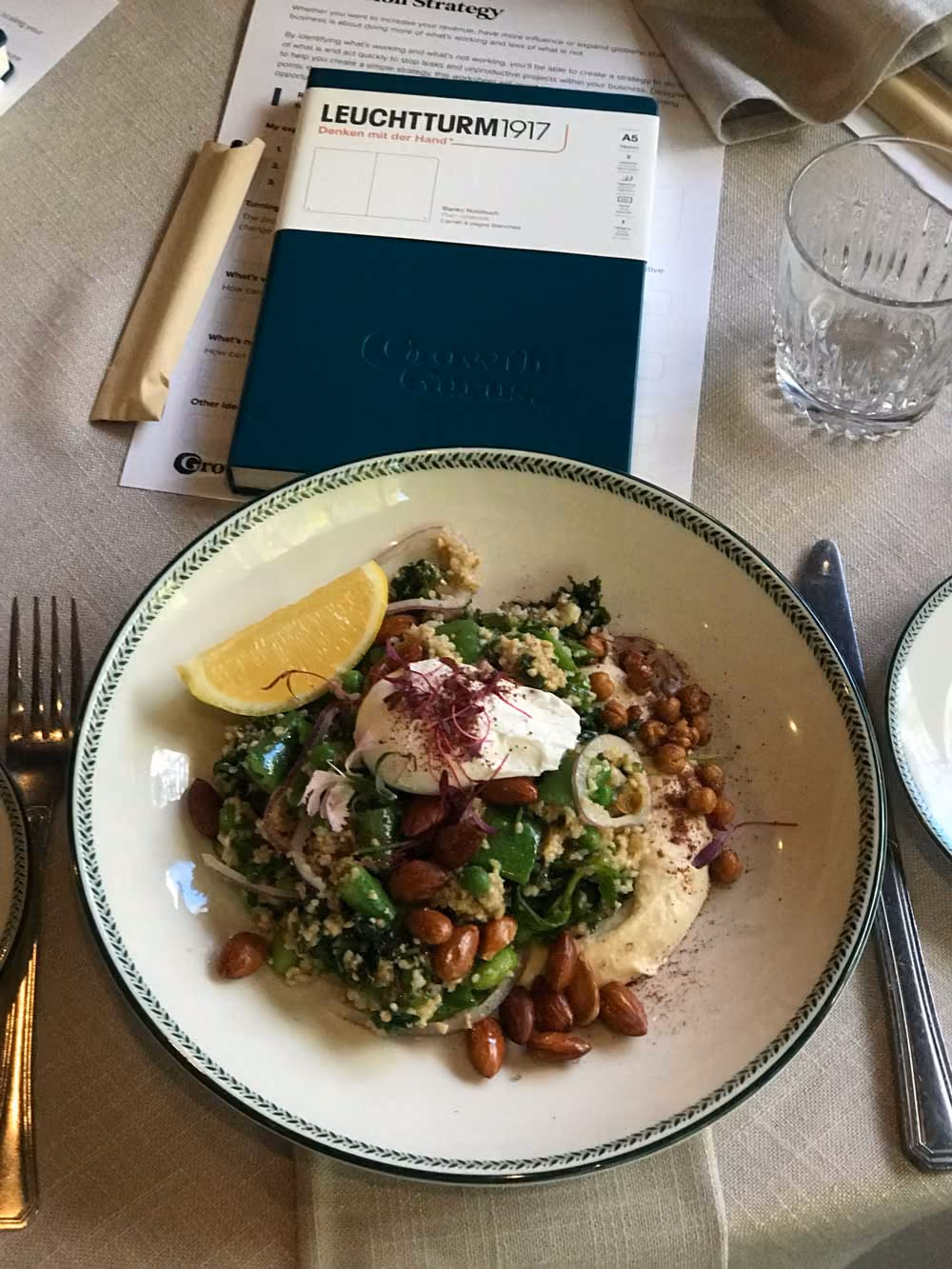 Delicious looking fresh dish of salad and nuts