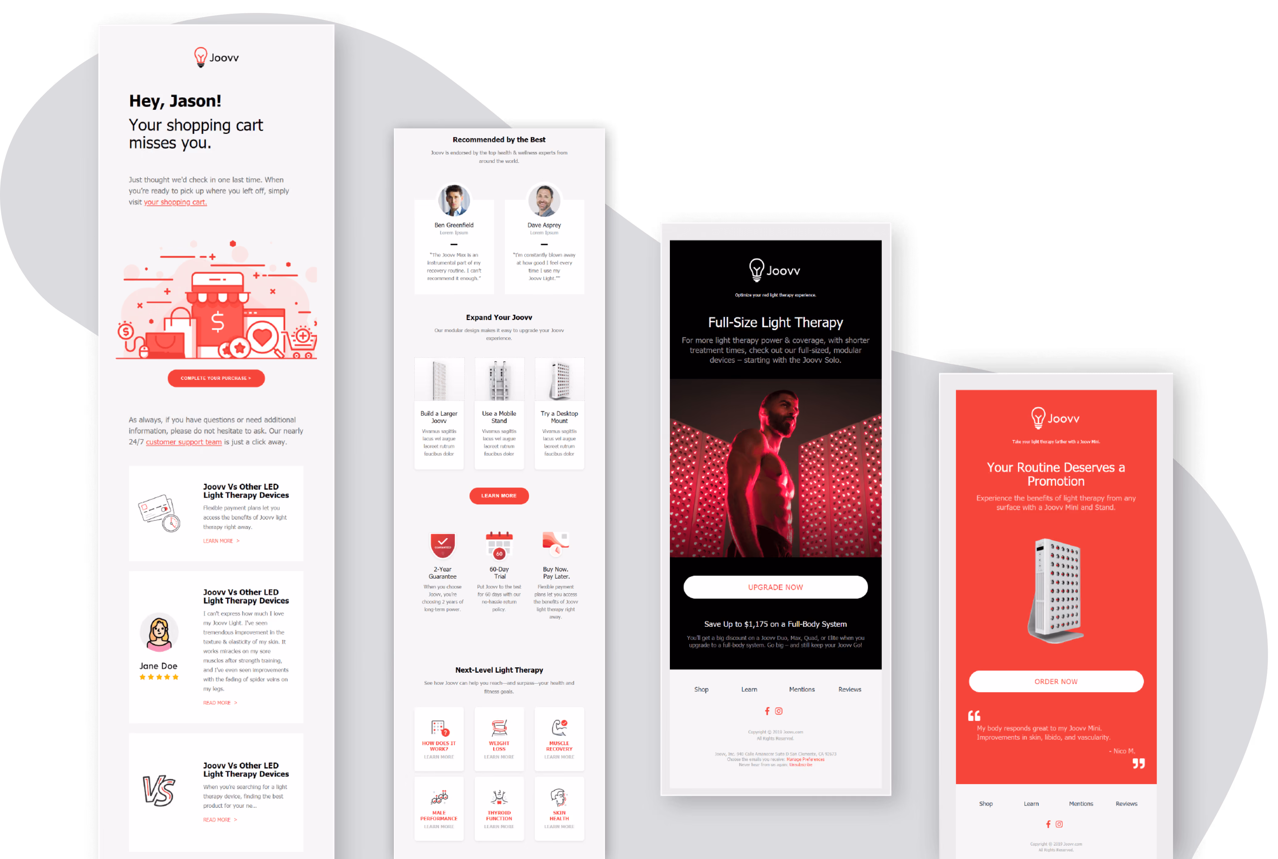 An image of various email designs for Joovv