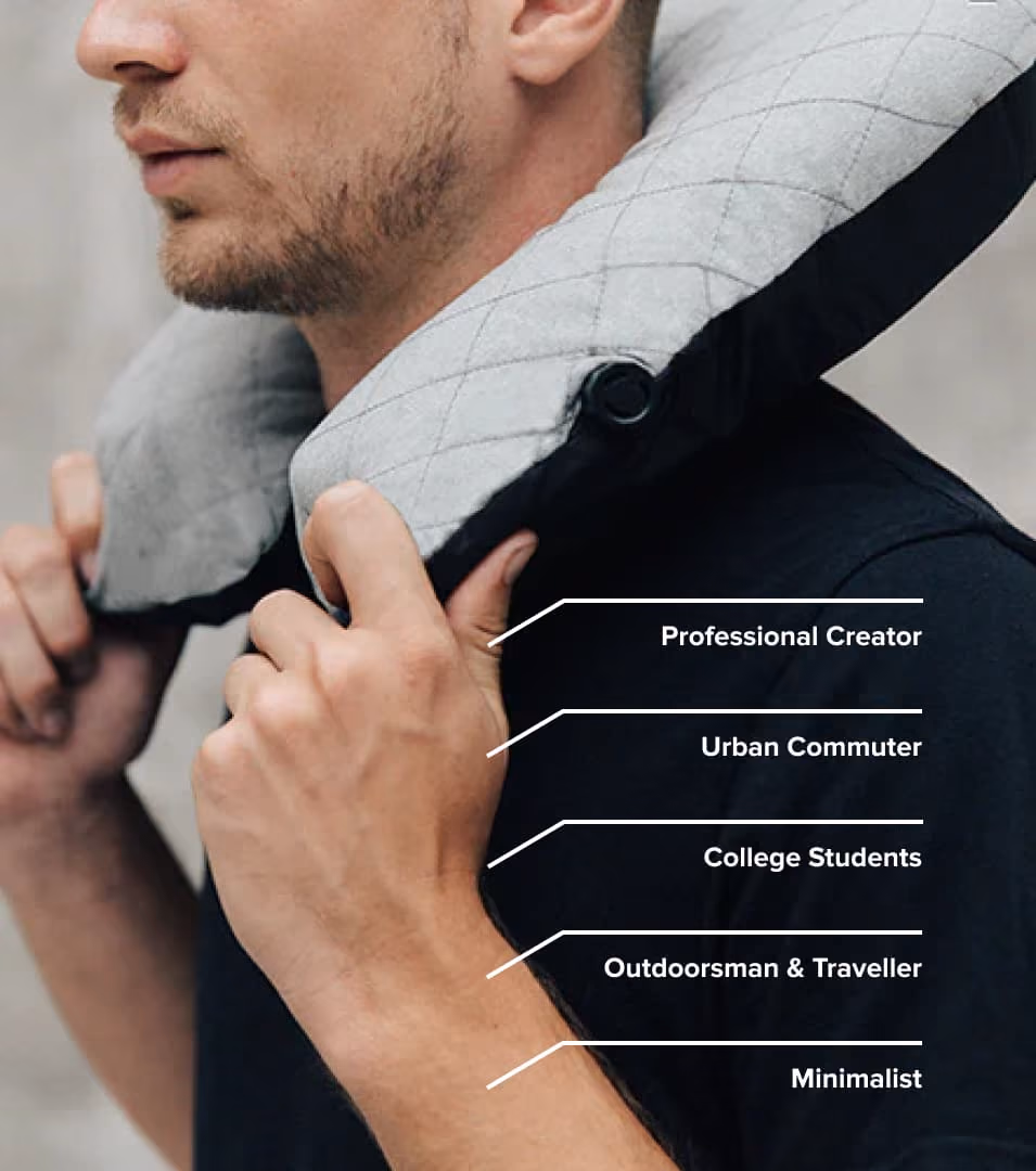 Customer personas, man using a quality cushion