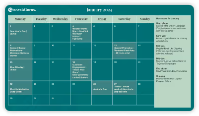 Business Growth Calender