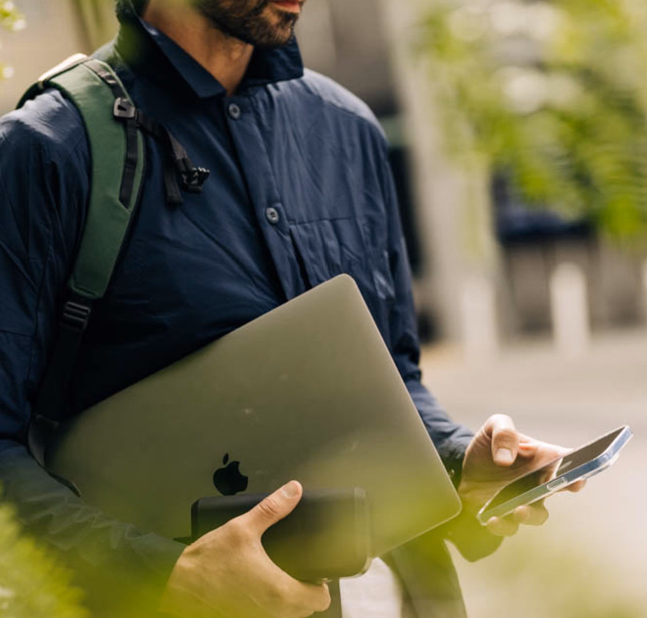 Man Carrying his Electronics