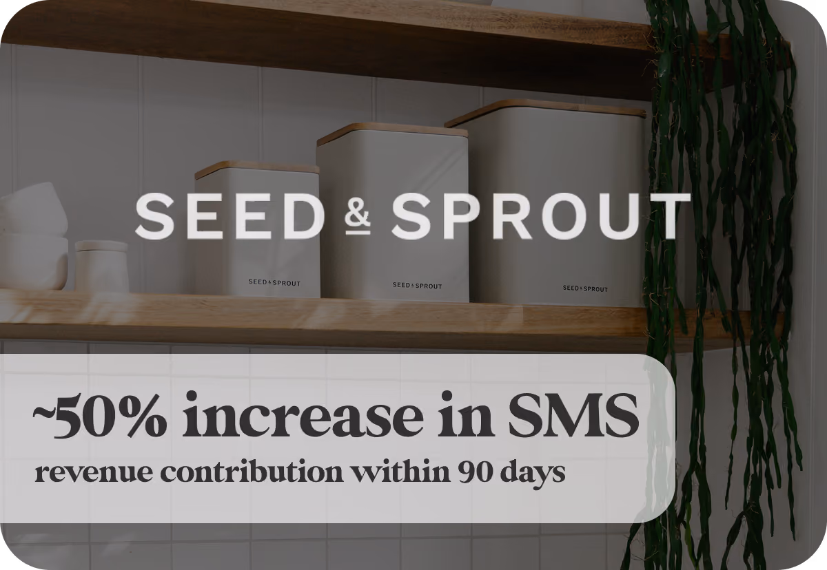 Seed & Sprout achieved ~50% increase in revenue contribution from SMS when working with Growth Gurus.