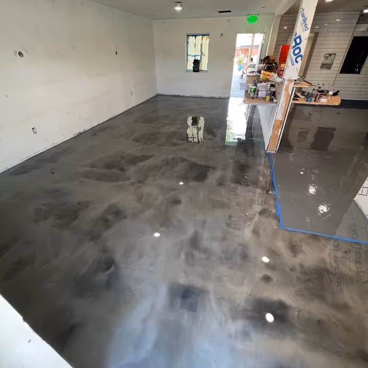 Commercial metallic epoxy flooring in Corona