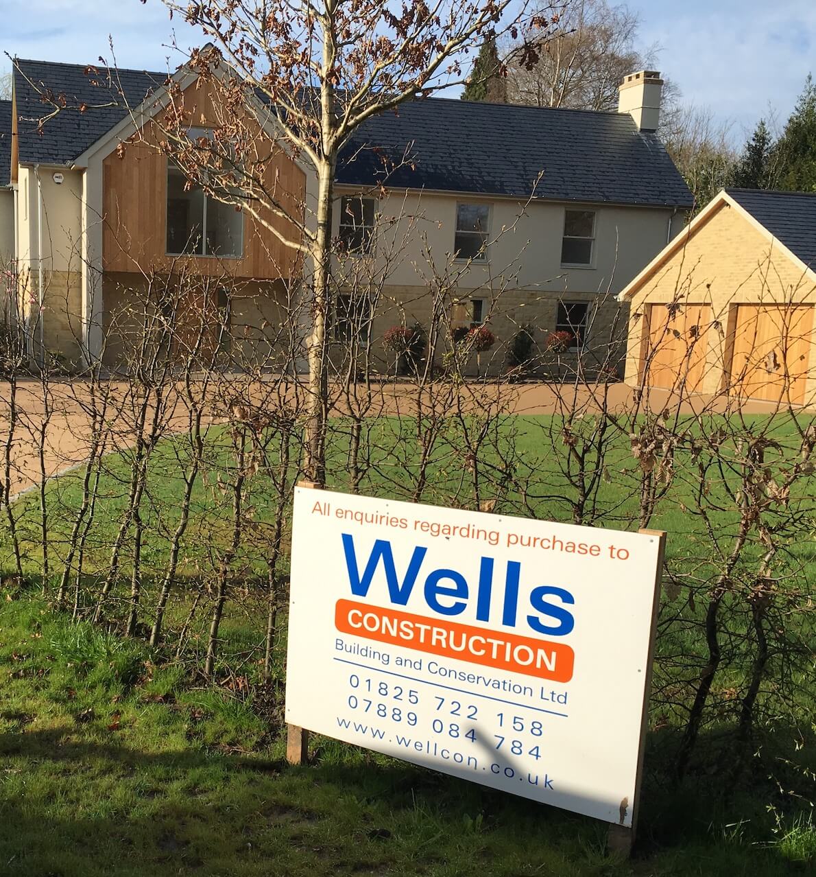 Wells Constrcution sign outside a new build in Maresfield.