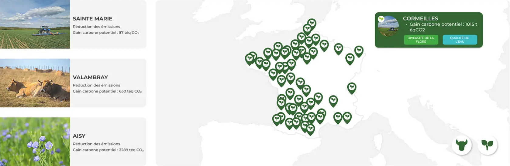 Carte des projets SysFarm en France