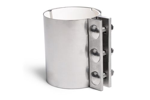 Acoplamiento de tubería de acero inoxidable/aluminio para transporte a presión con doble camisa interior y cinta de puesta a tierra.