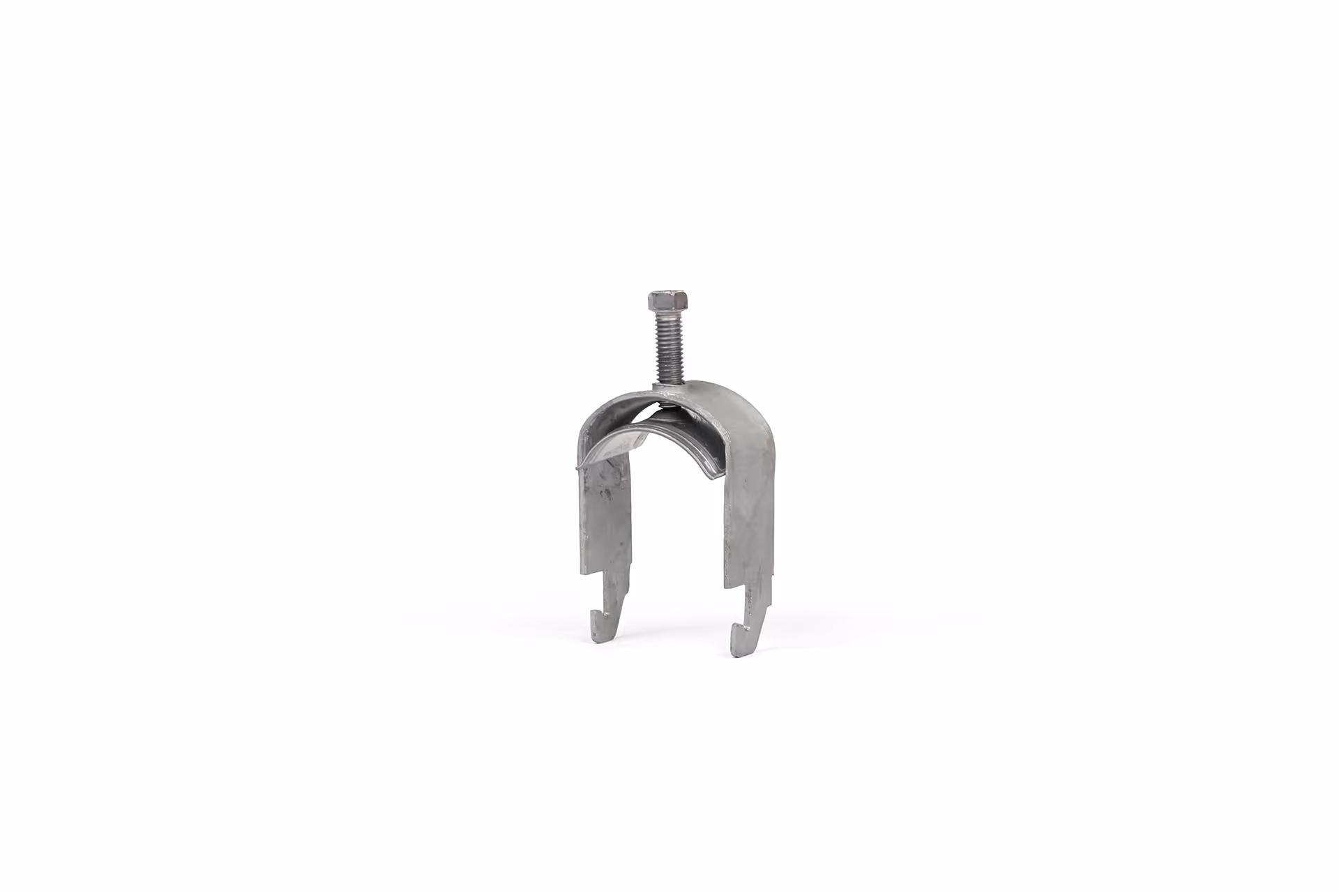 Saddle clamps made of galvanized steel for mounting rails with locking screw.