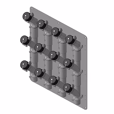 Technische tekening van de Michel Vario-Wand buisverdeler.